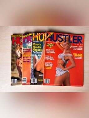 4 vintage Hustler Magazines from 1980s-1990s